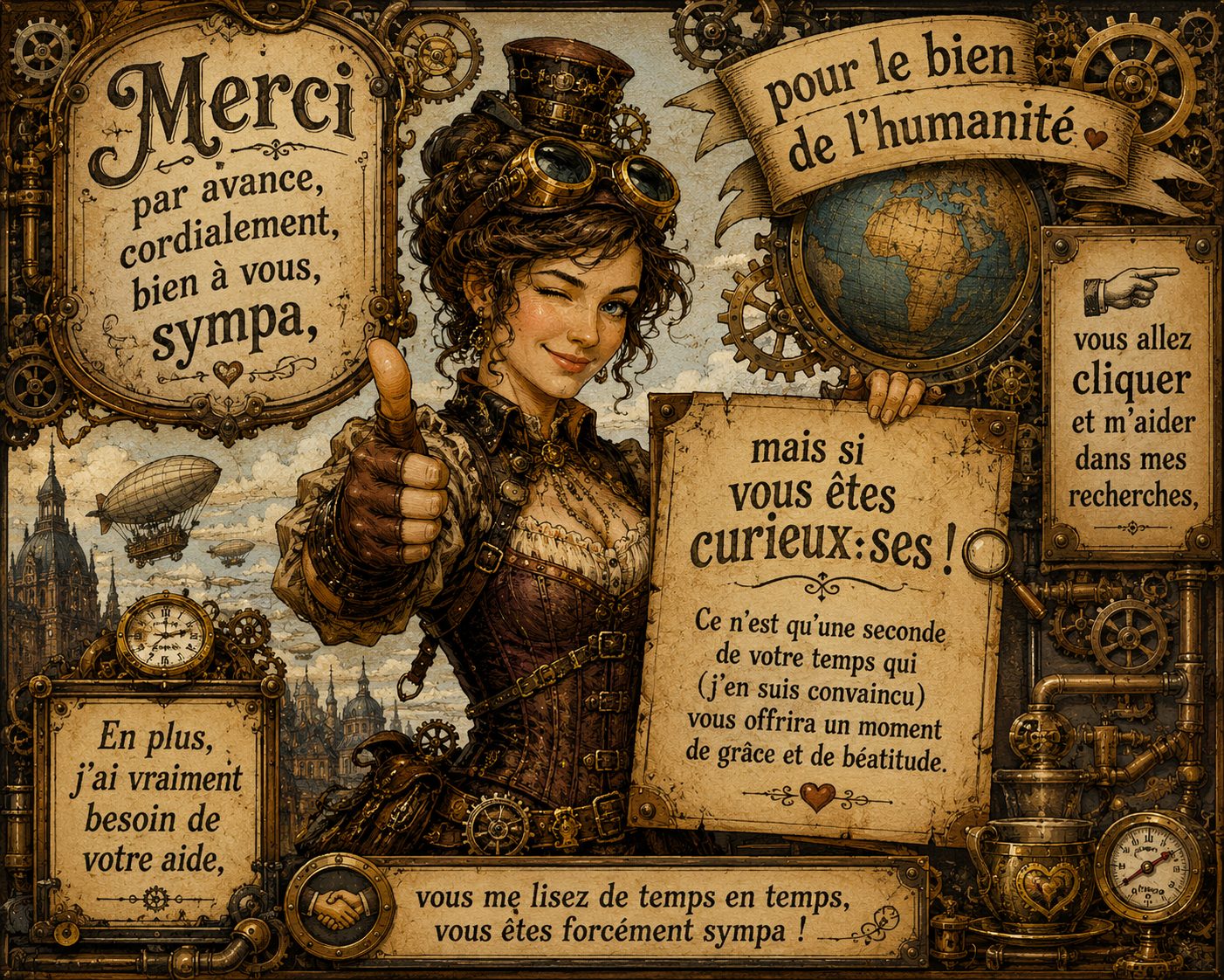 Une affiche à vapeur demandant au lecteur une seconde de son temps pour un sondage.